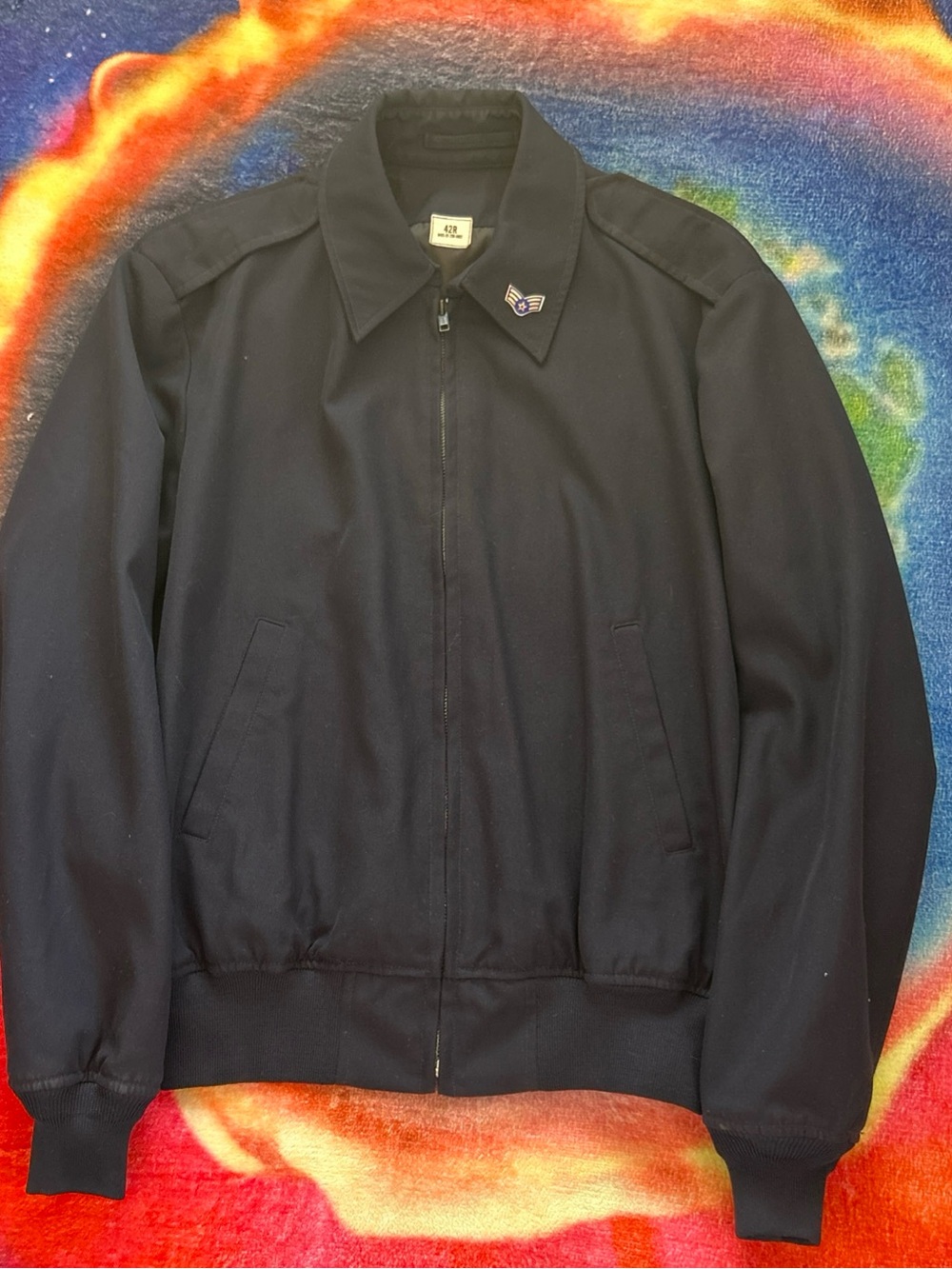 U.S. Air Force Black Zip-Front Field Jacket with Winged Pin